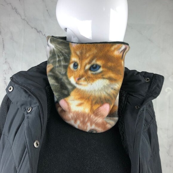 Reversible Kitten Fleece Neck Warmer: Cat Lover Gift - Picture 1 of 10